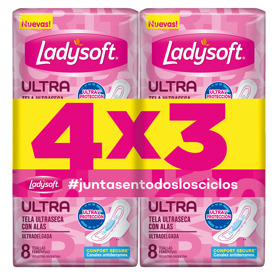 Imagen de LADYSOFT TOALLA ULTRADELGADA SECA PACK 4x3 32 uni.