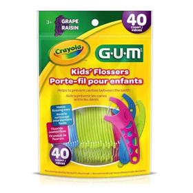 Imagen de GUM HILO DENTAL MANGO FLOSSER NIÑOS UVA 896 [40 uni.]