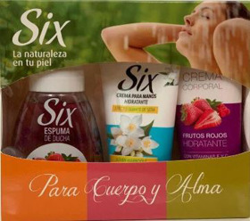 Imagen de SIX CORPORAL CREMA+CREMA MANOS+ESPUMA DUCHA PACK [270+80+270ml]