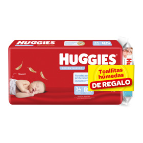 Imagen de HUGGIES NATURAL CARE MEGA RECIEN NACIDO+TOALLITAS RN PACK RN [PACK 34+48uni.]