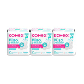 Imagen de KOTEX TOALLAS ULTRAFINA PURO Y NATURAL PACK 3x2 [30 uni.]