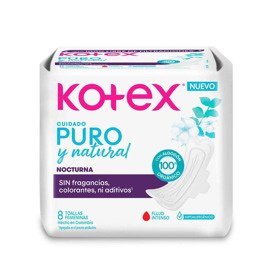 Imagen de KOTEX TOALLAS NOCTURNA PURO Y NATURAL [8 uni.]