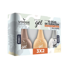 Imagen de VOGUE ESMALTE GEL SENTIR+AGRADECER+BRILLO PACK [14+14+14ml]